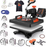 Garvee Heat Press Machine 11 in 1 Multifunctional Transfer Press For T-Shirts, Hats, Mugs, 12x15 Inch, Black