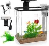 Garvee 2,6 Gallonen Kleines Aquarium Betta Fish Tank Kit Mit LED Licht, Sauerstoffgenerator, Acryl, Leiser Filter Für Büro Und Wohnung, Transparent