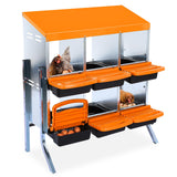 Garvee 6-Loch Hühnernistkasten mit Beinen 81×52×95 cm – Hygienisch & Komfortable Arbeitshöhe - Orange