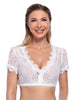 Garvee Trachten Damen Dirndlbluse Kurzarm Halbarm Spitze Bluse Für Oktoberfest Weiß A 36