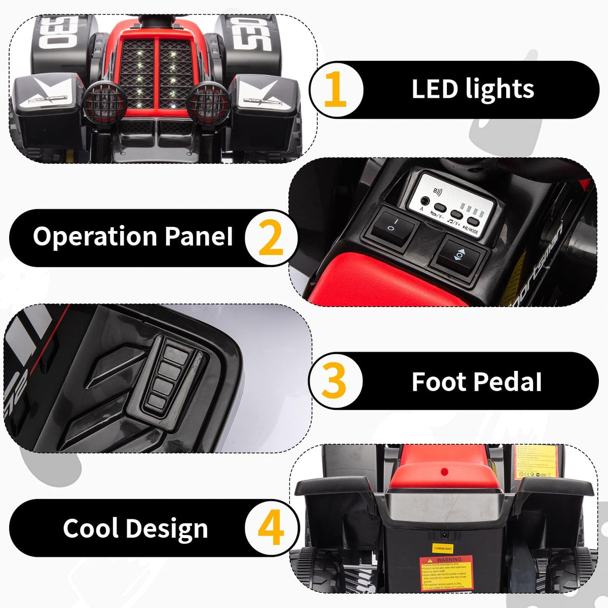 Kinder Elektro-Quad mit LED Licht Musik und USB