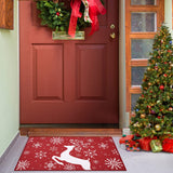 Garvee Weihnachtsdekorationsmatte Rutschfest 40x60 cm Für Innen Und Außen, Strapazierfähig, Weihnachtsdesign Für Hauseingang, Rot