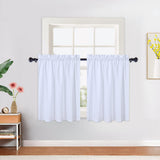 Garvee Set 2 Moderne Wasserfeste Semi-Kaffeevorhänge Waffelmuster Kurz Weiß 76x61cm Küche Kleine Fenster - Weiß