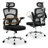 Garvee Ergonomischer Bürostuhl Mesh Mit Verstellbarer Kopfstütze Für Büro Und Gaming, Hoher Rückenlehne, Robuste Metallbasis, Schwarz - Schwarz
