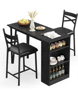 Garvee Ausziehbarer Bartisch-Set für 2-4 Personen, 40,6 cm Breite Polster, Langlebiges MDF, Stauraum, Schwarz, Kleine Wohnungen, gepolstert - Schwarz
