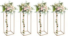 Garvee 4 Stück Hochzeitsvase Metall Blumenständer – 80cm Tischdekoration Gold