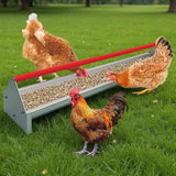 Garvee Hühnerfuttertrog 114 cm – Verzinkter Stahl, 360° Drehbügel, für 6–12 Hühner - Rot
