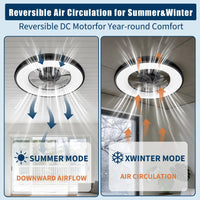 Garvee Deckenventilator Mit LED Licht, Ringdesign, Geräuschlos, Acryl, Für Schlaf & Wohnzimmer, Schwarz