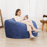 Garvee 4FT Runder Giant Bean Bag Chair Mit Füllung, Soft Velvet, Groß Sofa Für Erwachsene & Teens, Navy, Abnehmbarer Bezug, Wohnzimmer & Schlafzimmer - Marineblau