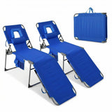 GARVEE Sonnenliege Klappbar, 5-Fach Verstellbar mit Gesichtsöffnung, Faltbare Gartenliege für Strand, Terrasse & Garten, Blau, 2er-Set - Blau
