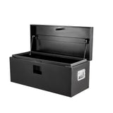 Garvee Deichselbox 61 × 38 × 38 cm aus Stahl, LKW-Werkzeugkasten mit Gasdruckfeder für Anhänger & Wohnmobil, Schwarz - Schwarz – Modell 2025A