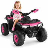 Garvee Kinder Elektro-Quad 12V, Elektrisches Kinderfahrzeug mit Fernbedienung, 2×35W Motoren, LED-Lichtern & Musik, für Kinder von 3–8 Jahren, Rosa - Dunkelrosa