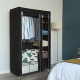 Garvee Kleiderschrank Faltschrank Mit Fächer Und Kleiderstange Für Schlafzimmer Ankleidezimmer 110 x 45 x 175 cm Stoff Schwarz
