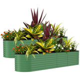 Garvee Hochbeet Set 2 Verzinkt, 240×120×60 cm, Stahl, Offener Boden für Garten & Terrasse - Grün