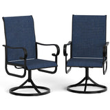 Garvee Schaukelstühle Set 2, 360° Drehbar, Textilene, Hohe Rückenlehne, Für Garten & Terrasse, Navy Blau - Blau