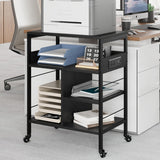 Garvee Großer Mobiler Druckertisch Mit Steckdosen Und USB, 4-Stufiger Rollwagen, Metallrahmen, MDF-Platte, Bremsrollen Für Büro & Wohnzimmer, 23.66" L*15.76" W*31.86" H, Schwarz - grün