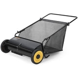 Garvee Hand-Rasenkehrer 53 cm mit ca. 99 L Fangkorb, verstellbarer Kehrhöhe und 25,4 cm Rädern für Herbstlaub, Gras & Rasenschnitt - Schwarz+Gelb