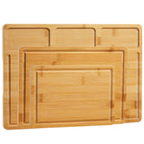 Garvee Bambus Schneidebrett Set 3-Teilig Mit Innen-Griffen Saft Rillen Für Küche, 16"x11" Naturholz