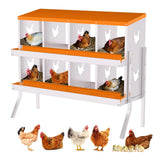 GARVEE 2-stöckiges Legenest für Hühner, 8 Fächer, Hühnernistkasten aus verzinktem Stahl mit Lüftungslöchern, für Hennen & Geflügel - Orange