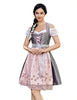 Garvee Trachtenkleid Damen Dirndl Midi Trachtenkleid Grau-Pink 34 Für Oktoberfest - Drei Teilig Kleid Bluse Schürze