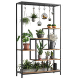 Garvee Indoor Pflanzenständer 5-Stufig Metallrahmen Mit Haken Für Balkon & Wohnzimmer 70,9 Zoll Braun - Braun