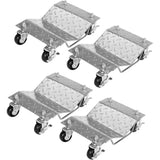 Garvee Rangierhilfe PKW 4er Set, Robuste Radroller aus Manganstahl mit 360° Lenkrollen und 2722 kg Tragkraft, Fahrzeug Rangierroller für Garage, Werkstatt und Kfz-Service, Silber - Silber