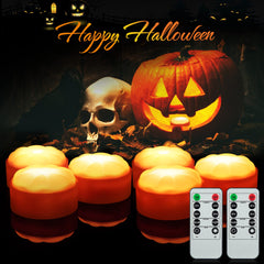 GARVEE 6er Set Halloween Kürbislichter LED Flackernd Mit Fernbedienung Für Garten Und Haus, Batteriebetrieben, Kunststoff