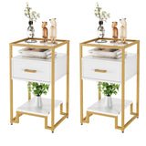 Garvee Aufbewahrungsregal mit 3 Ebenen, 40 × 40 × 78 cm, für Wohnzimmer und Schlafzimmer, Weiß-Gold