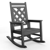 Garvee Outdoor Schaukelstuhl HDPE Holzoptik, 172 Kg Tragkraft, Ergonomisch, Wetterfest, Für Garten & Terrasse - Schwarz