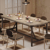 Garvee Rechteckiger Esstisch Für 6-8 Personen, Robuster MDF & Stahl, Industrieller Stil, Retro Grau, Esszimmer & Große Räume