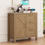 Garvee Buffet Schrank Sideboard Mit Stauraum, Verstellbare Regale, MDF & Massivholz, Wohnzimmer & Küche, Modern Landhausstil, Goldfarben