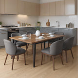 Garvee Esszimmerstühle 6er-Set, moderne Polsterstühle mit Stoff, ergonomischer Rückenlehne & Holzbeinen, Dunkelgrau, gepolstert
