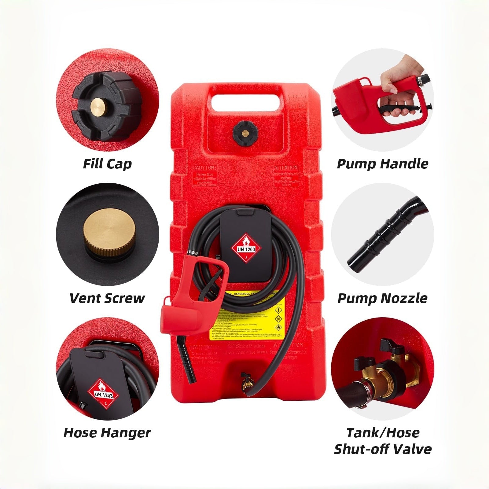 Garvee 15 Gallonen Rot Kraftstoffkanister Mobil mit Rädern Handpumpe 57L für Auto Boot Rasenmäher ATV