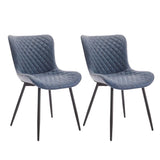 Garvee Esszimmerstühle 2er-Set, gepolsterte Lederstühle mit Rautenmuster für Küche und Esszimmer, Blau - Blau