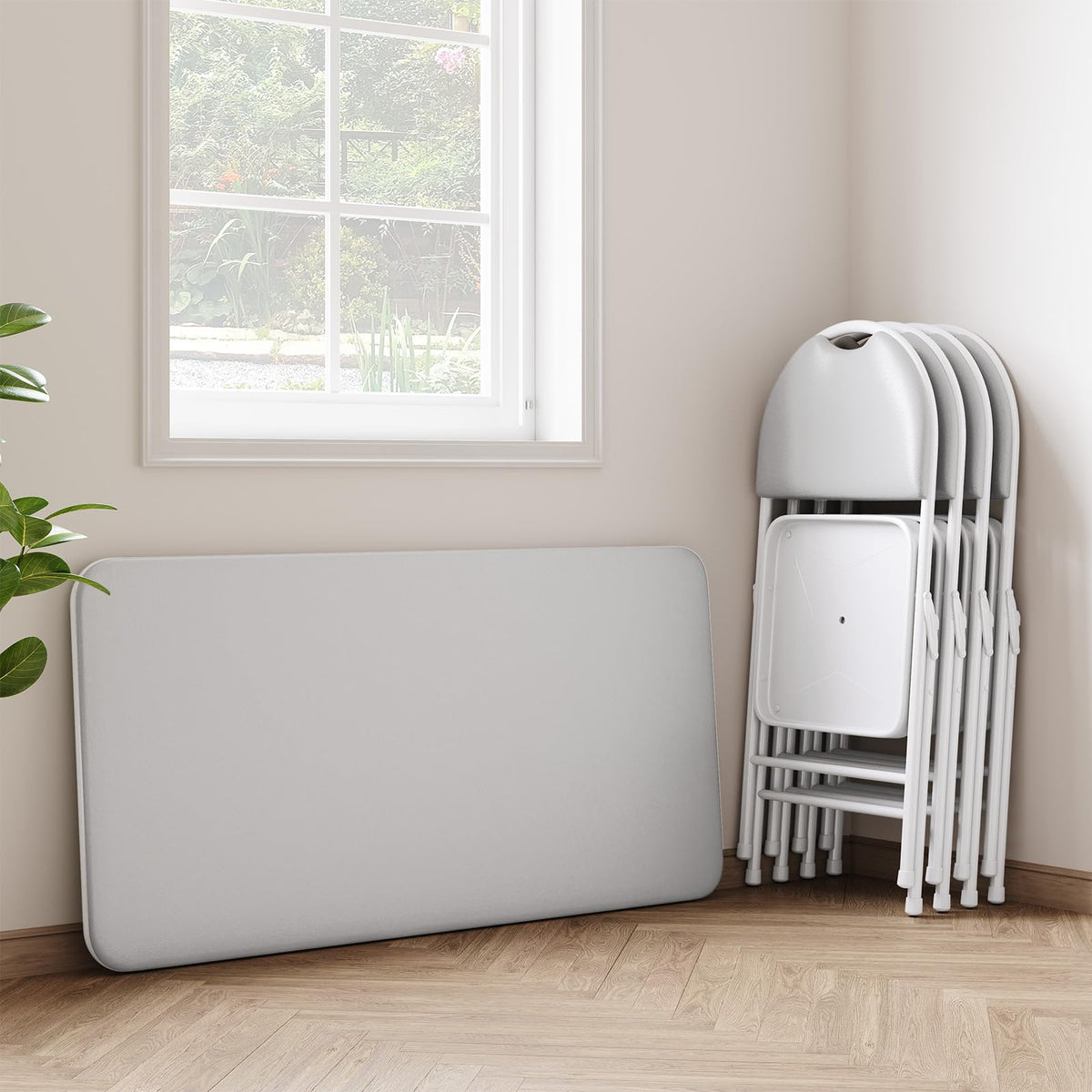 Garvee weißer klappbarer Tisch platzsparend und tragbar