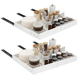 Garvee Ausziehbare Küchenschublade 2er-Set, 42 × 33 × 7,5 cm Teleskopauszug aus Karbonstahl, Weiß, mit Ablage, mit LED - Weiß