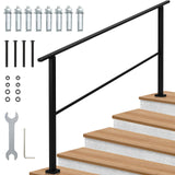 Garvee Metall-Handlauf Für Außentreppen, Höhenverstellbar, Eisen, Sichere Griffstabilität, Beton, Veranda, Deck, Senioren, Schwarz - schwarz