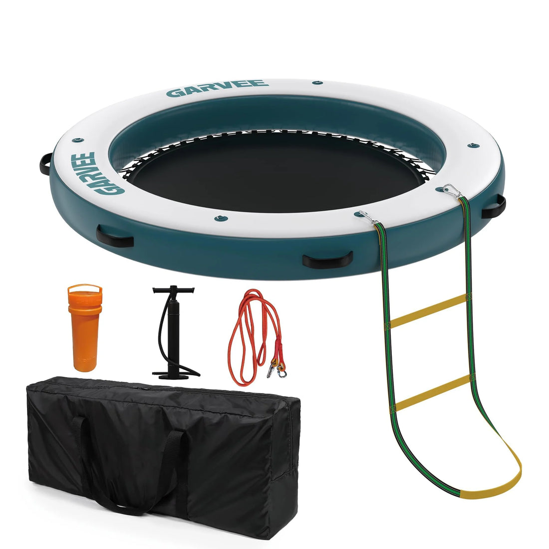 GARVEE Aufblasbare Badeinsel 2,4 m, Runde Schwimminsel mit 1,8 m Hängematte, Strapazierfähiges PVC, Für Pool, Strand & Meer, Blau