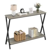Garvee Konsole Mit Ablage, Schmaler Eingangs- Und Sofa-Tisch, Modernes Design, Wohnzimmer & Flur, Platzsparend, Langlebig - Grau