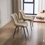 Garvee Esszimmerstühle, Mid-Century Polsterstühle mit Kunstleder, ergonomischer Rückenlehne & Metallbeinen, ohne Armlehnen, Khaki