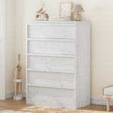 Garvee 5-Schubladen-Kommode Schlafzimmer, Großer Stauraum, Modernes Design, Holz, Stabil, Antik-Weiß, Vielseitig, Wohnzimmer & Kinderzimmer - weiß