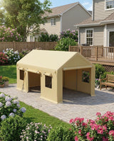 Garvee Carport-Türvorhang für 3 × 6 m Garagenzelt, 160 g/m² PE, aufrollbar, Gelb - Gelb