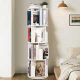 GARVEE Drehbares Bücherregal 360°, 5 Ebenen, 39,9 × 39,9 × 132,1 cm, MDF, Weiß – für Wohnzimmer & Schlafzimmer - Weiß