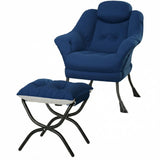 Garvee Bequemer Lazy Chair Mit Ottoman Ergonomisch Gepolstert Samtbezug Für Wohnzimmer Und Schlafzimmer Platzsparend Klappbar - Blau (Samt)