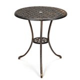Garvee Bistro Tisch 61 cm Rund, Aluminium, Vintage Design, 5 cm Schirmloch, Für Balkon & Garten - Bronze