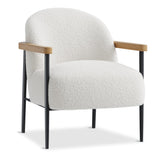 Garvee Mid-Century Sessel, Teddy Stoff, Metallrahmen, Holzarmlehnen, Verstellbare Füße, Komfortabel, Für Wohnzimmer & Schlafzimmer