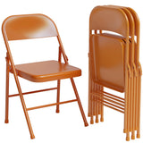 Garvee Klappstühle Set 4, Stahlrahmen, Stapelbar, Bis 159 kg, Für Innen & Außen, Orange - Orange