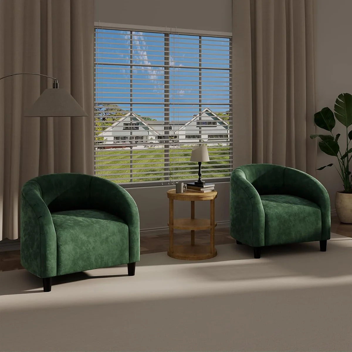Garvee Velvet Club Chair, U Rückenlehne, Gepolstert, Retro, Für Wohnzimmer & Schlafzimmer