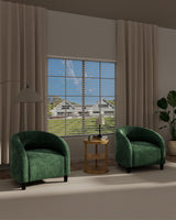 Garvee Set De 2 Sillones Barrel Verde Retro Con Respaldo En U, Asiento Acolchado, Tapizado En Terciopelo Para Sala Y Recepción