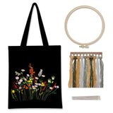 Garvee Canvas Taschen Stickset Für Anfänger Mit Muster Und Anleitung DIY Handgemachte Kreuzstich Segeltuchtasche Sticktasche Mit Stickrahmen, Farbfäden Und Werkzeug Schwarz - Schwarz